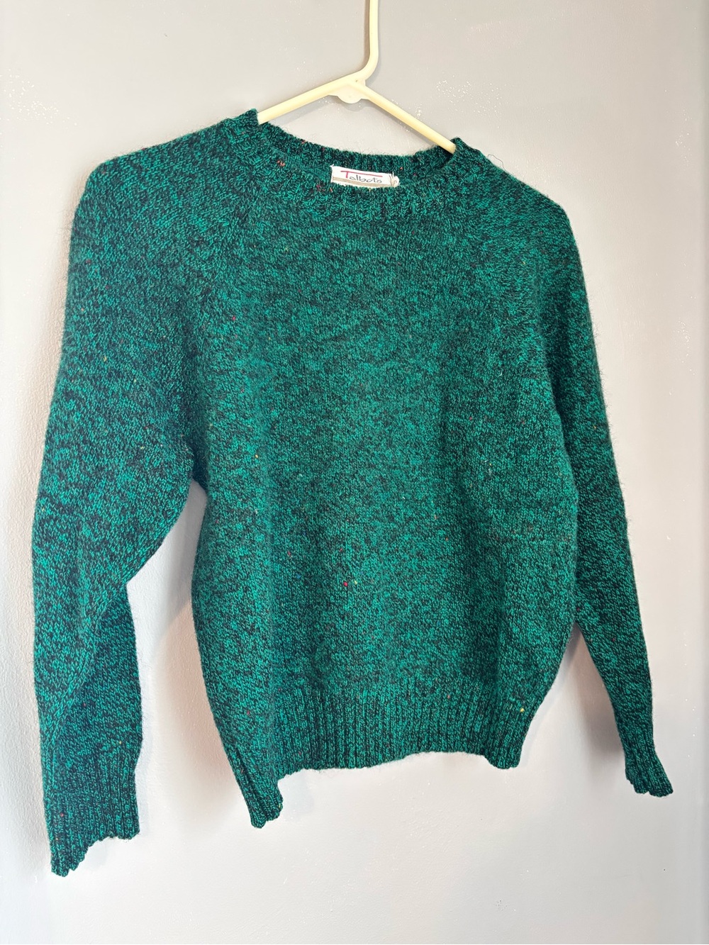 Talbots Wool Green Marled Crewneck Sweater Petite Small